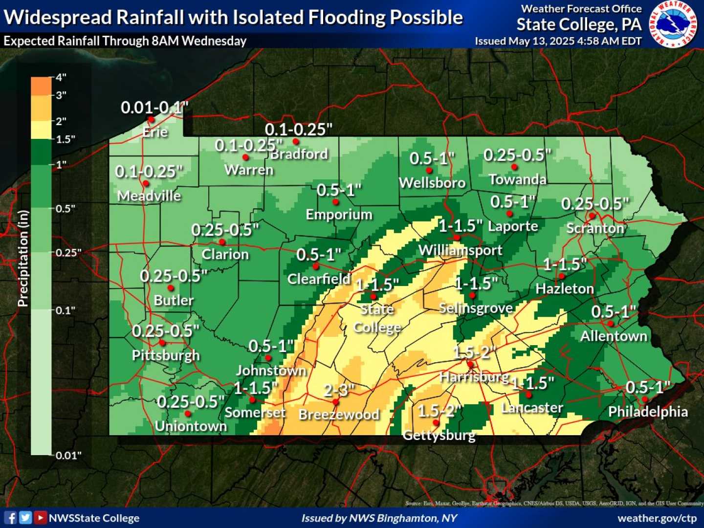 South Central Pennsylvania Flood Watch May 2025