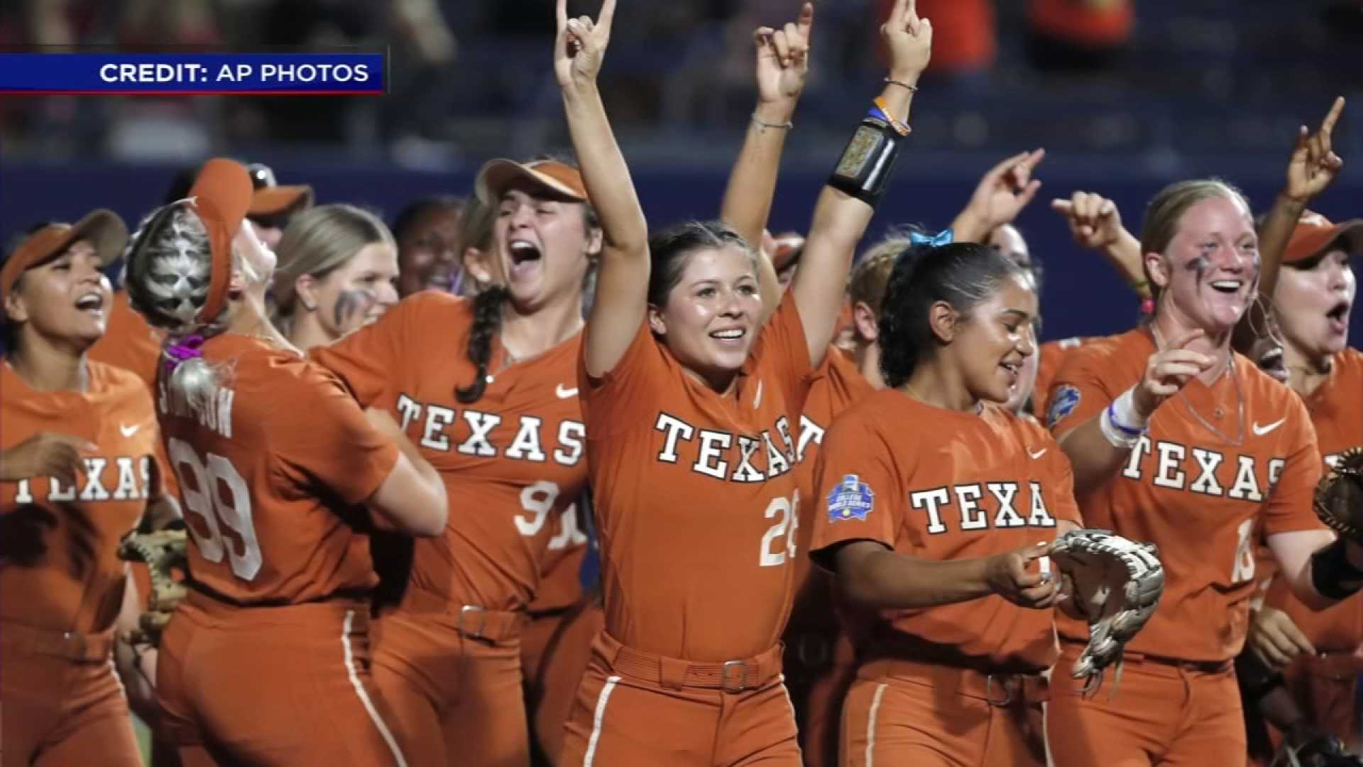 Texas Longhorns Softball Victory Celebration