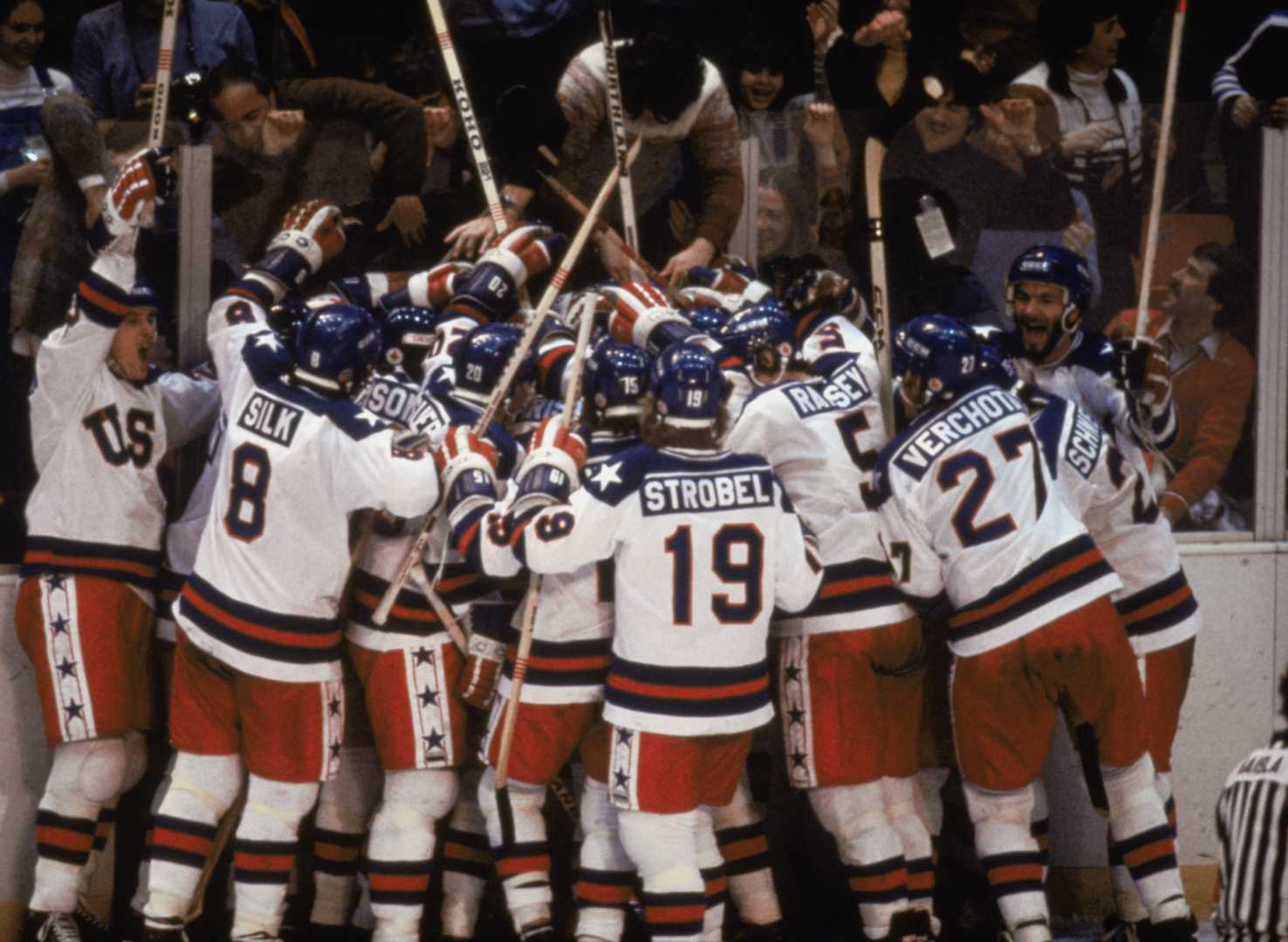 Usa Ice Hockey Team Celebrating Victory