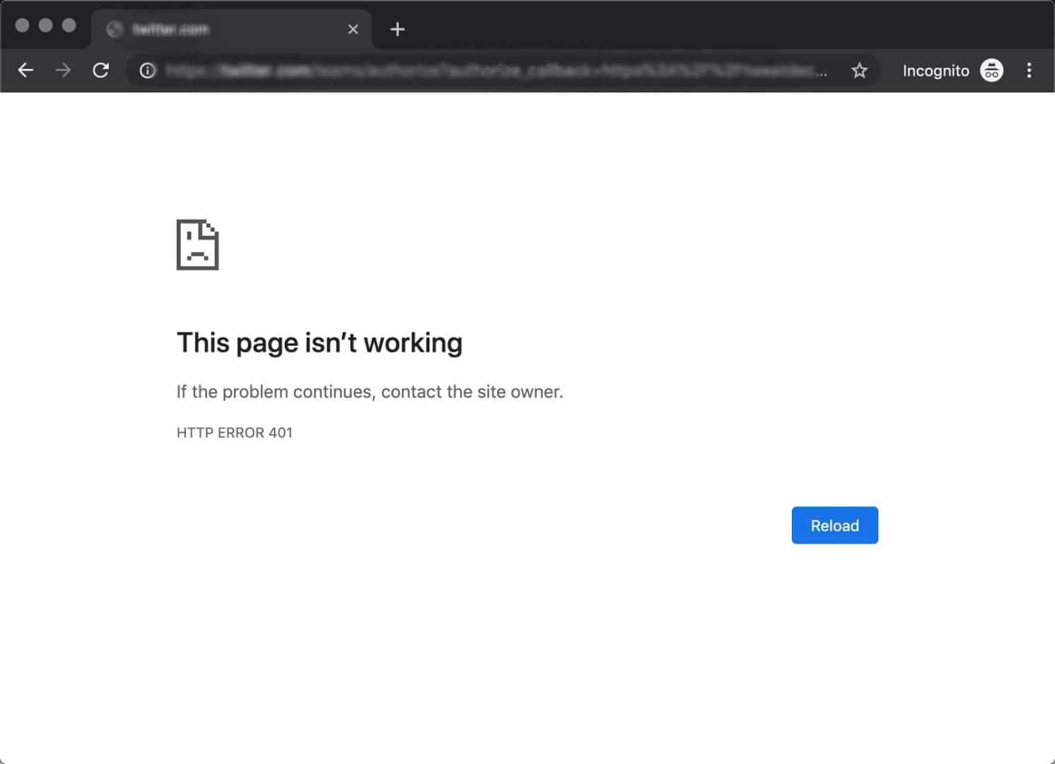 Website Access Error Message Screen