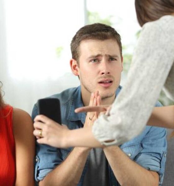 Woman Arguing With Husband And Best Friend