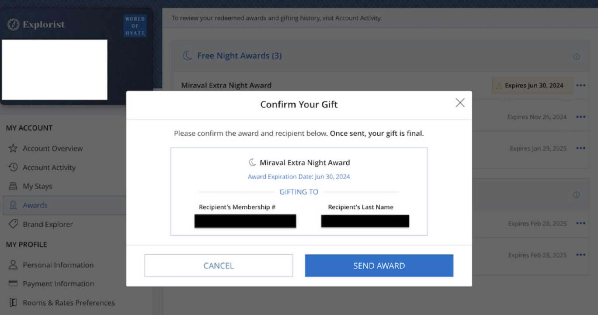 World Of Hyatt Awards Transfer Policy