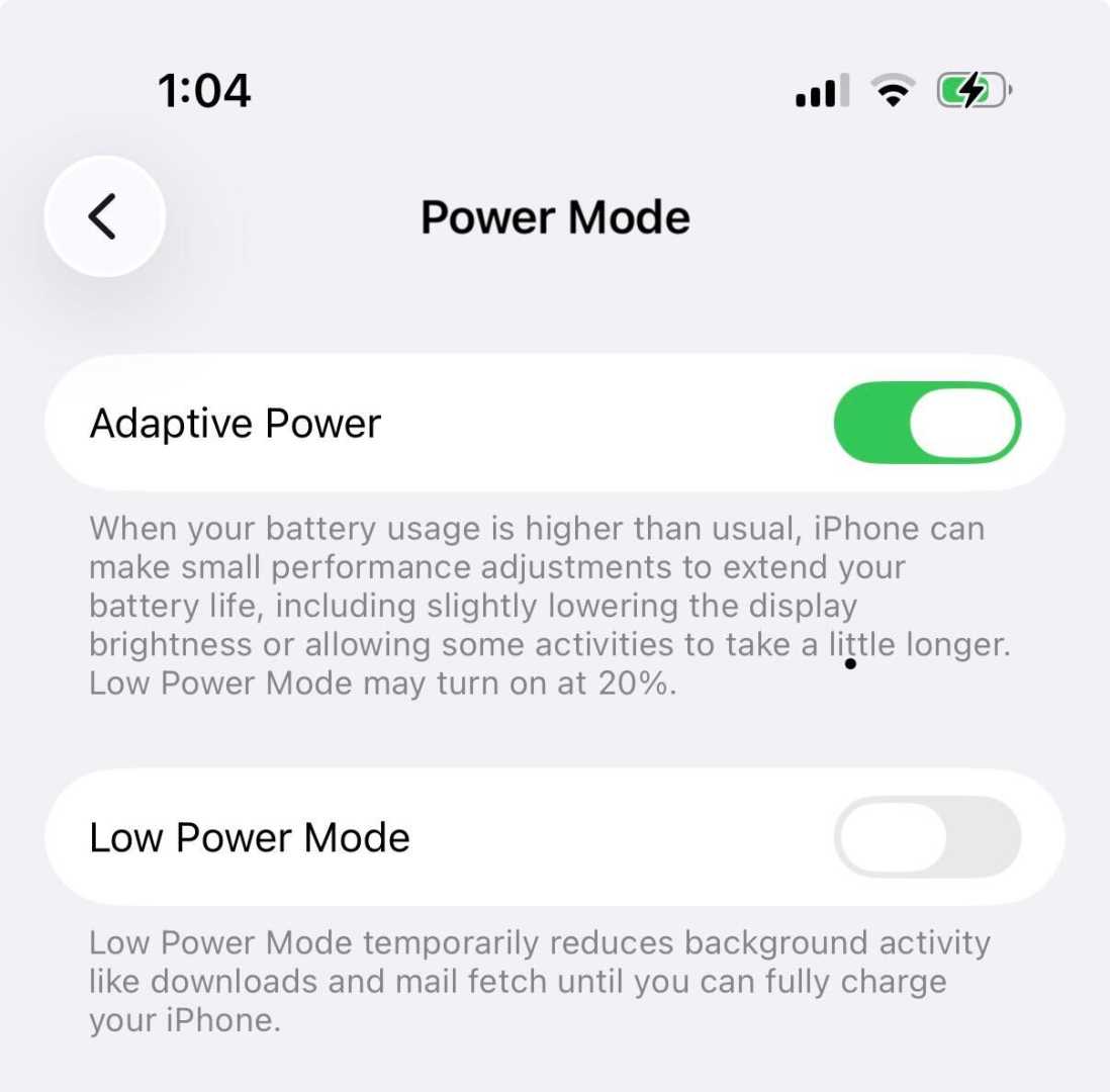 Apple Iphone Adaptive Power Mode Launch