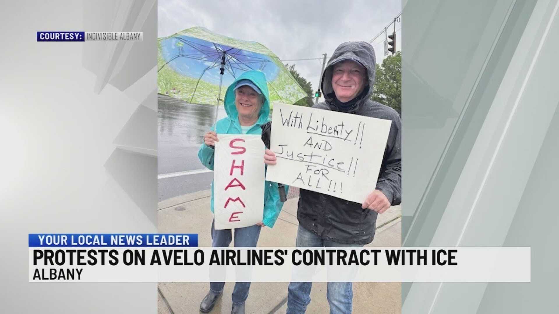 Avelo Airlines Protest Albany Airport