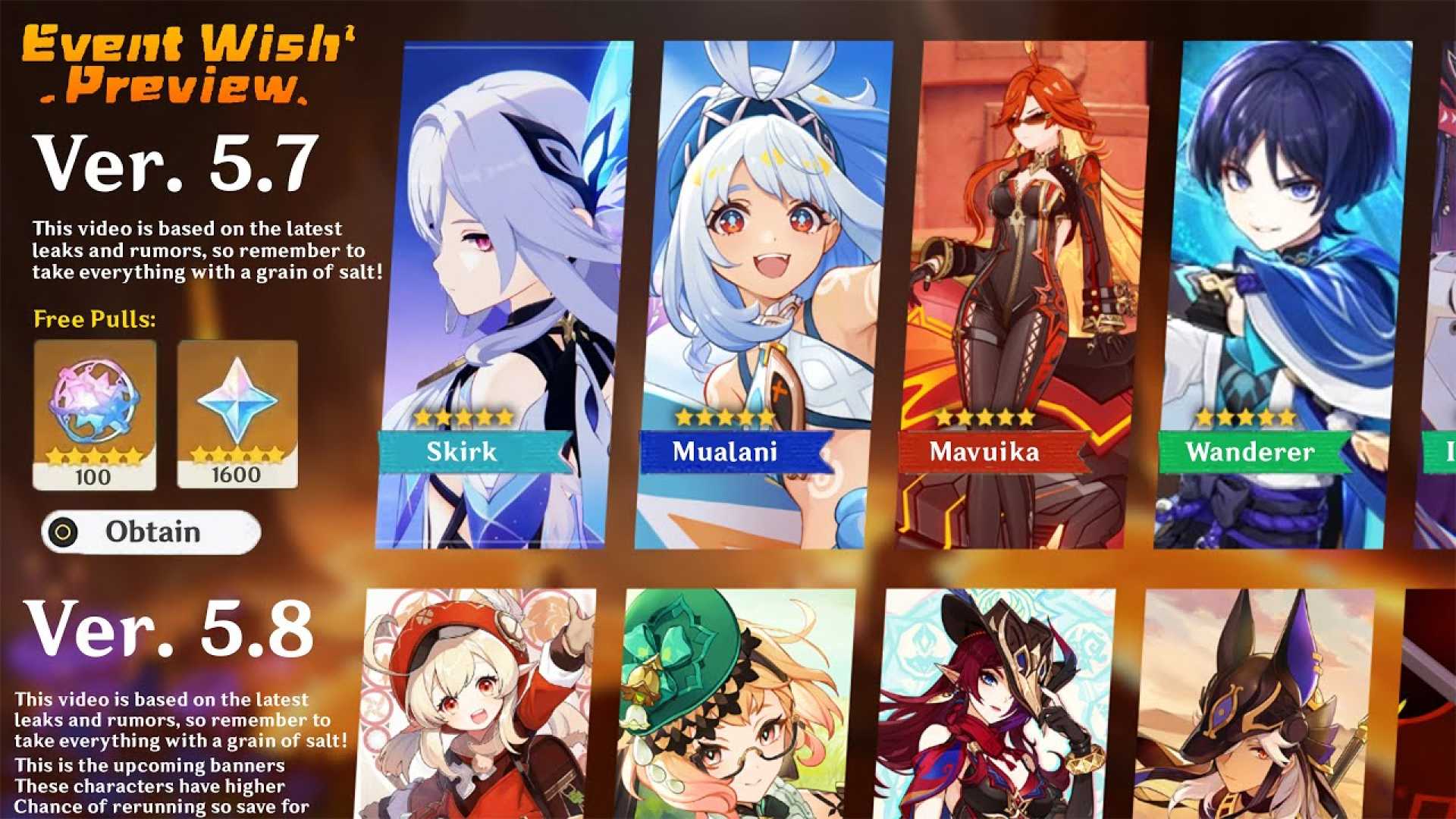 Genshin Impact Version 5.7 Characters Updates