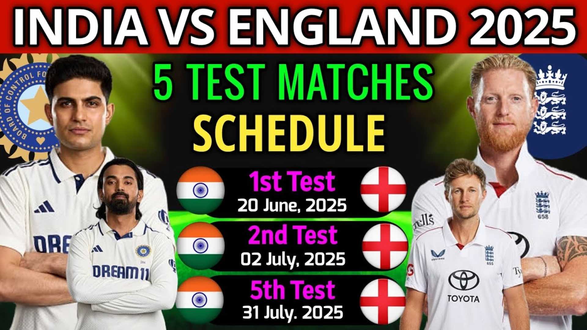 India Vs England Test Match July 2025