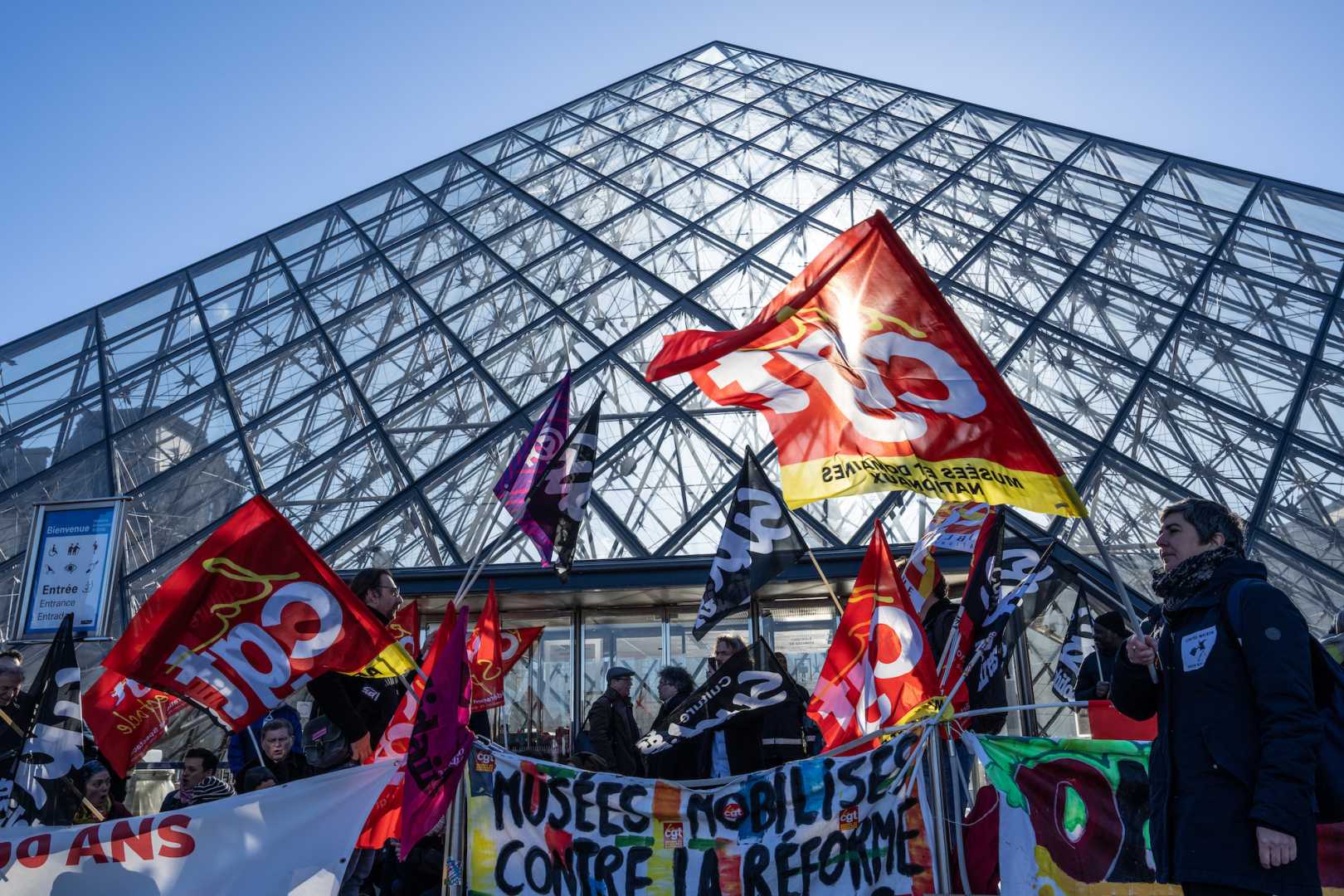 Louvre Museum Paris Protest