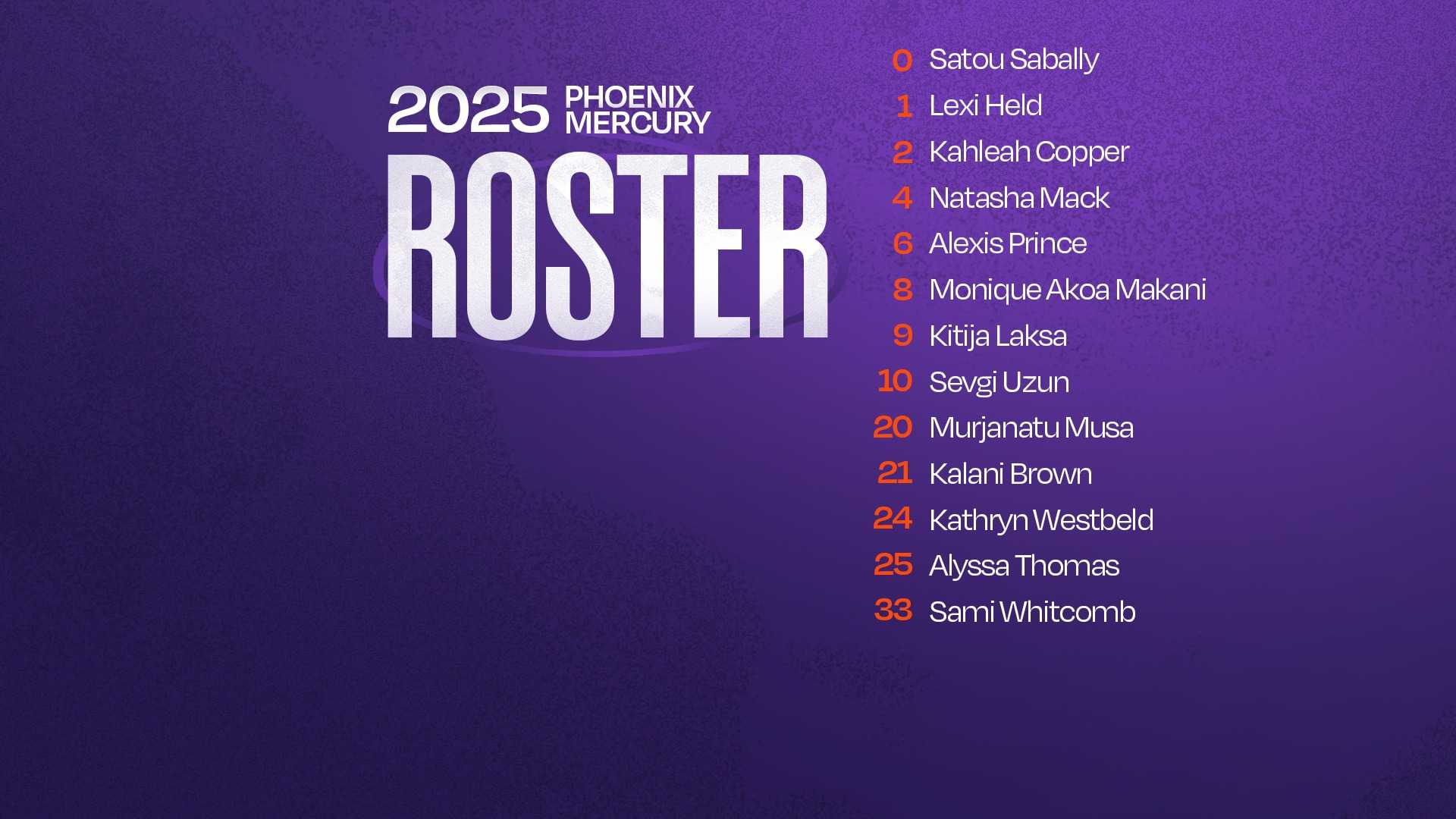 Phoenix Mercury Basketball Team 2025