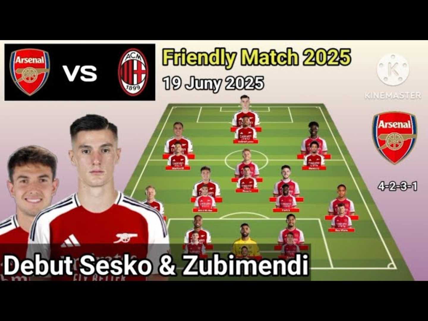 Arsenal Squad Ac Milan Friendly