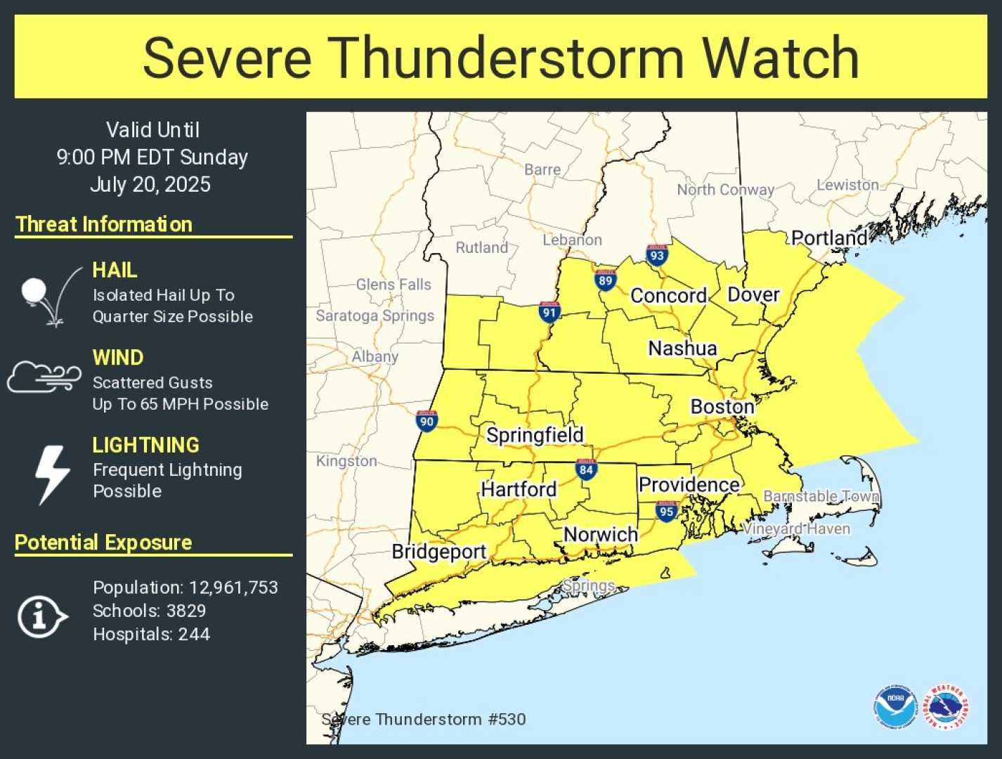 Boston Thunderstorm Warning July 2025