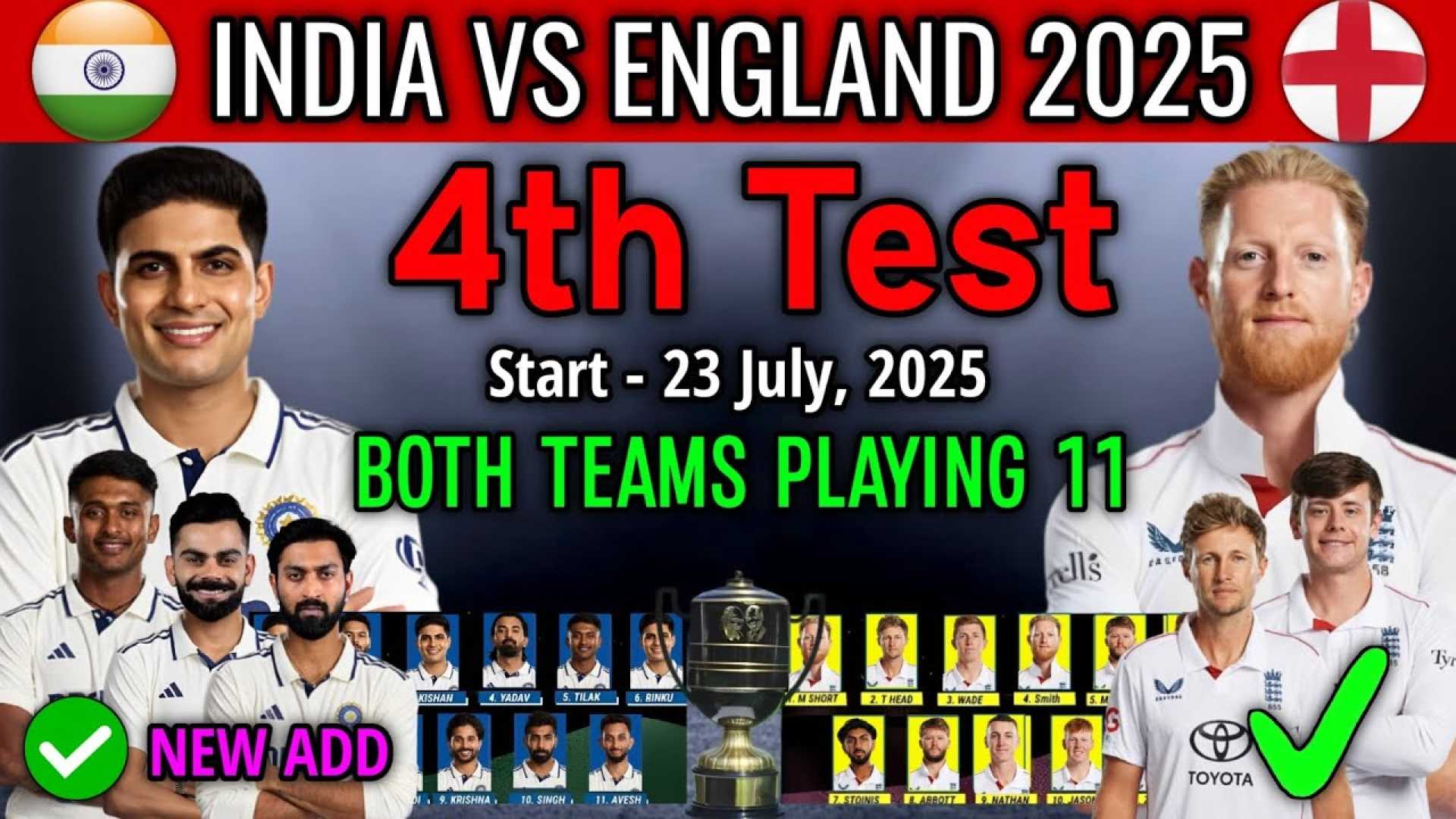 India Vs England 4th Test July 2025