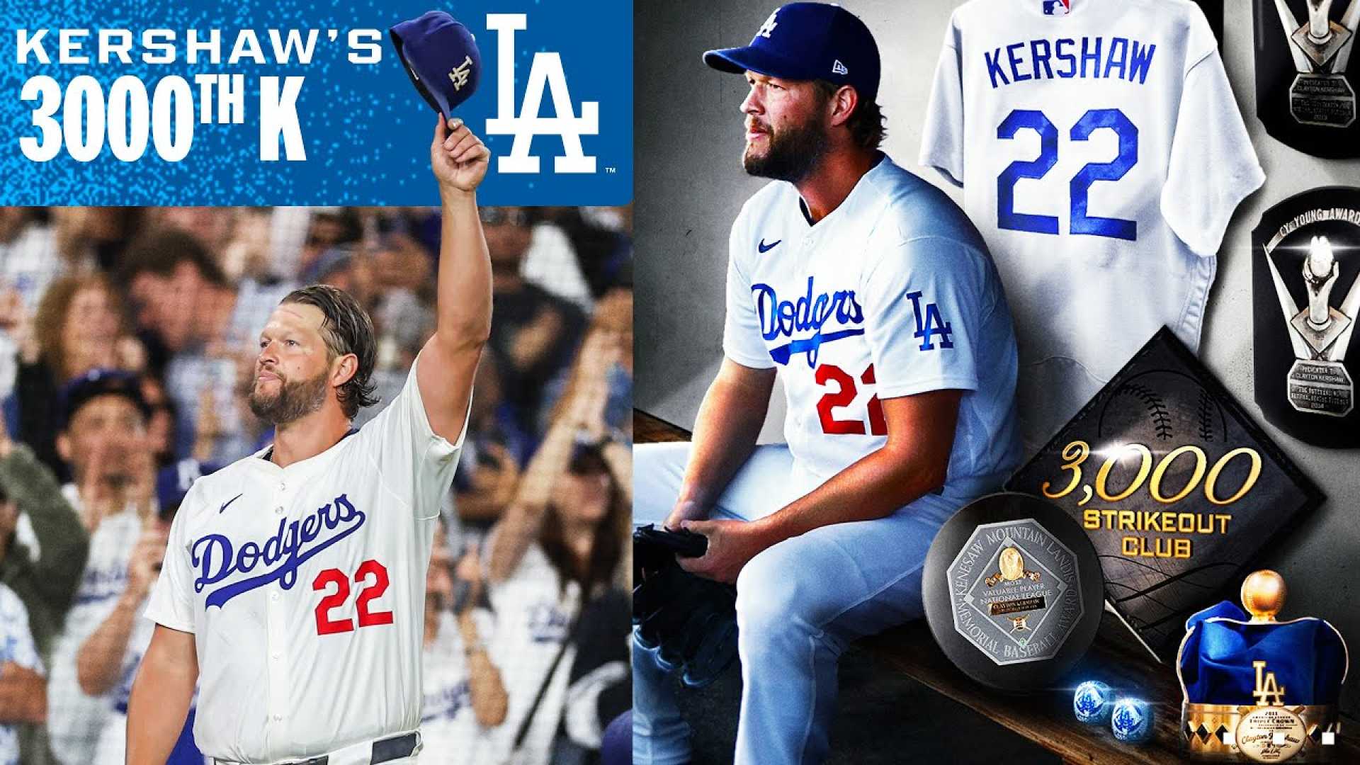 Kershaw 3000 Strikeouts Baseball