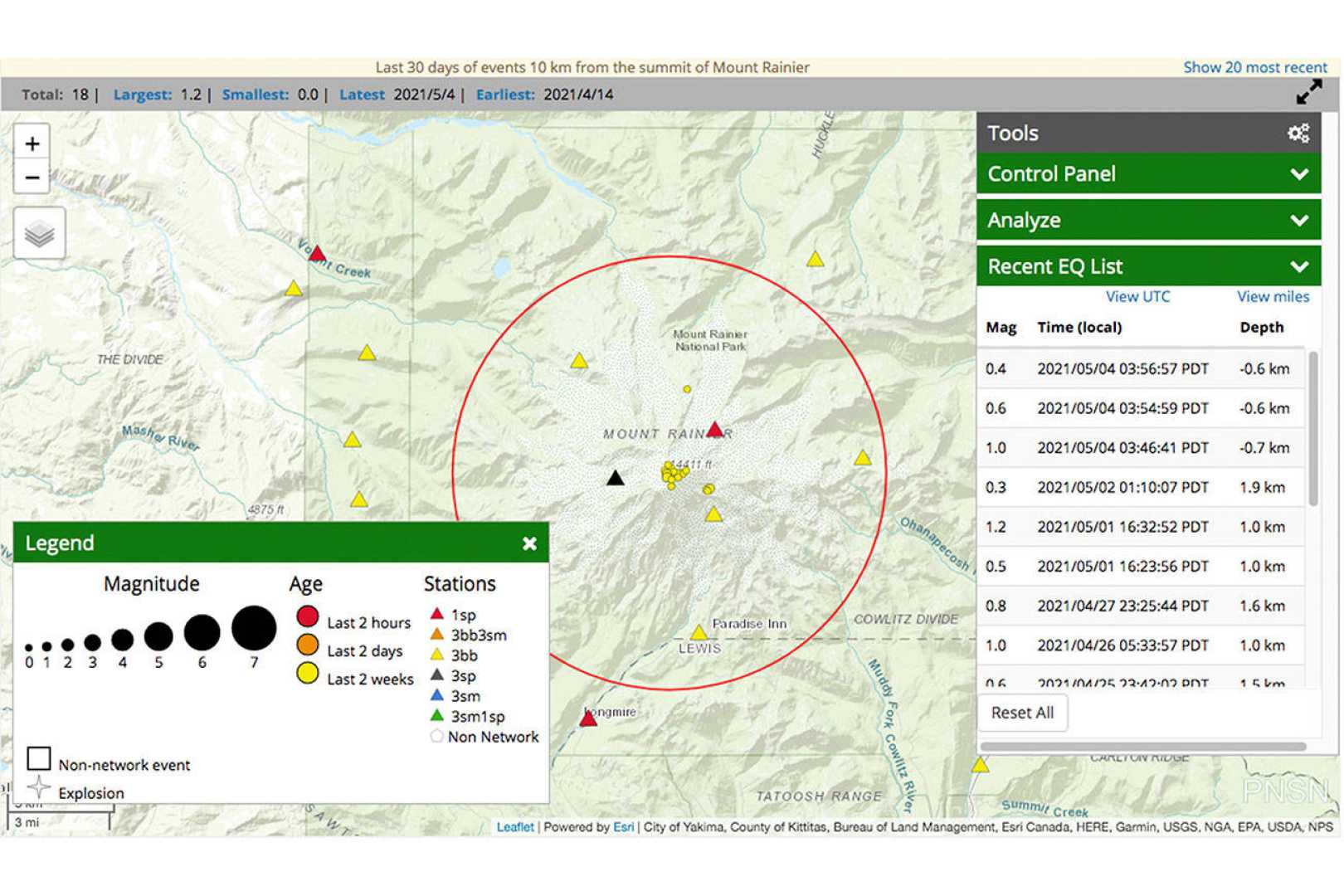 Mount Rainier Earthquake Detection Network