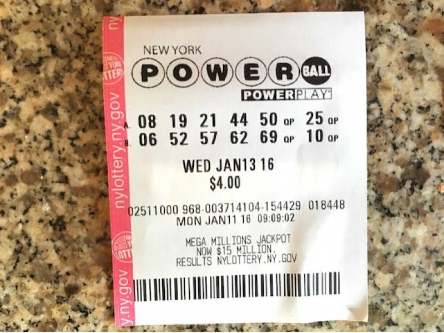 New York Powerball Winning Ticket