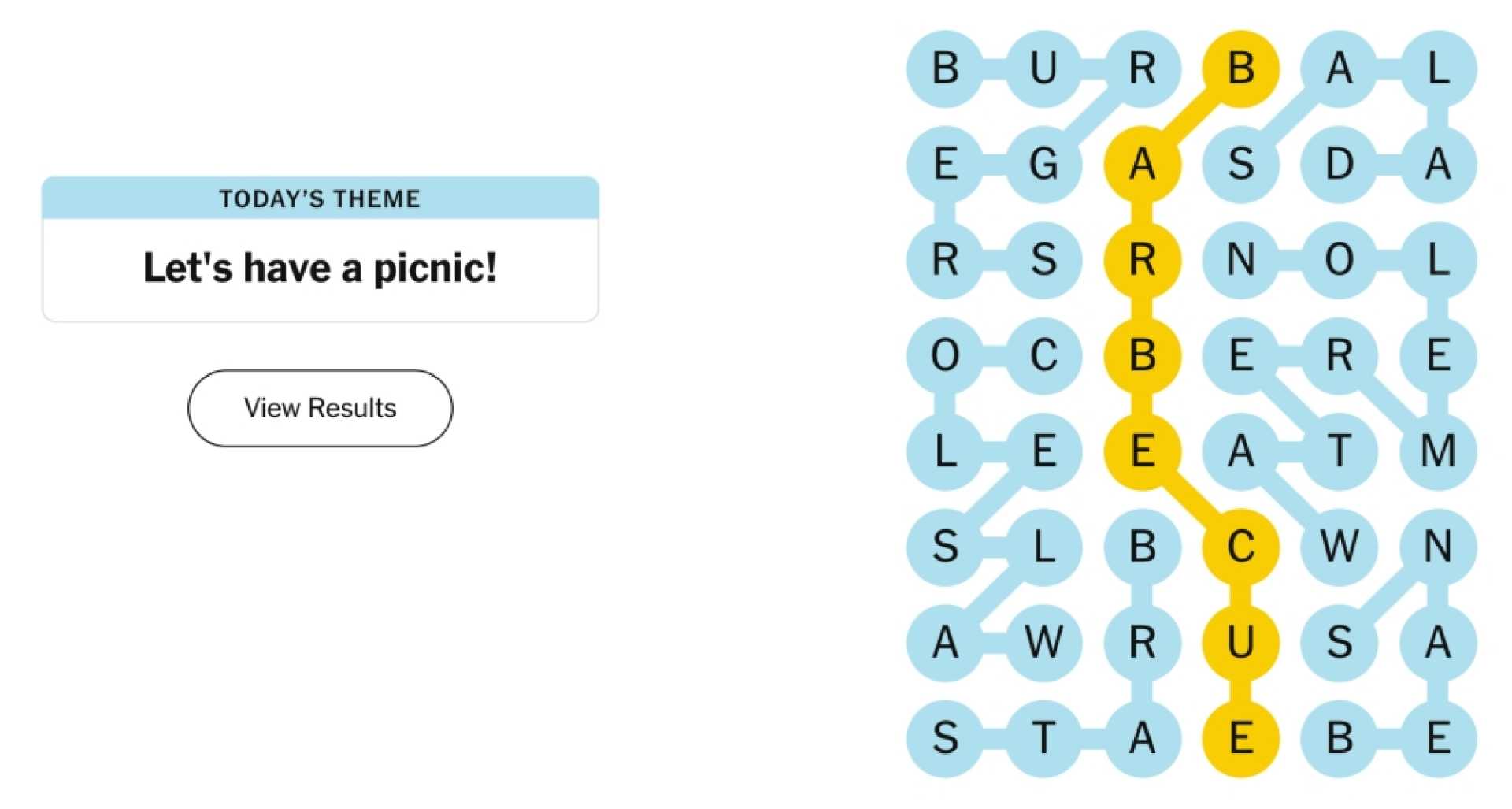 Nyt Strands Word Game Picnic Theme