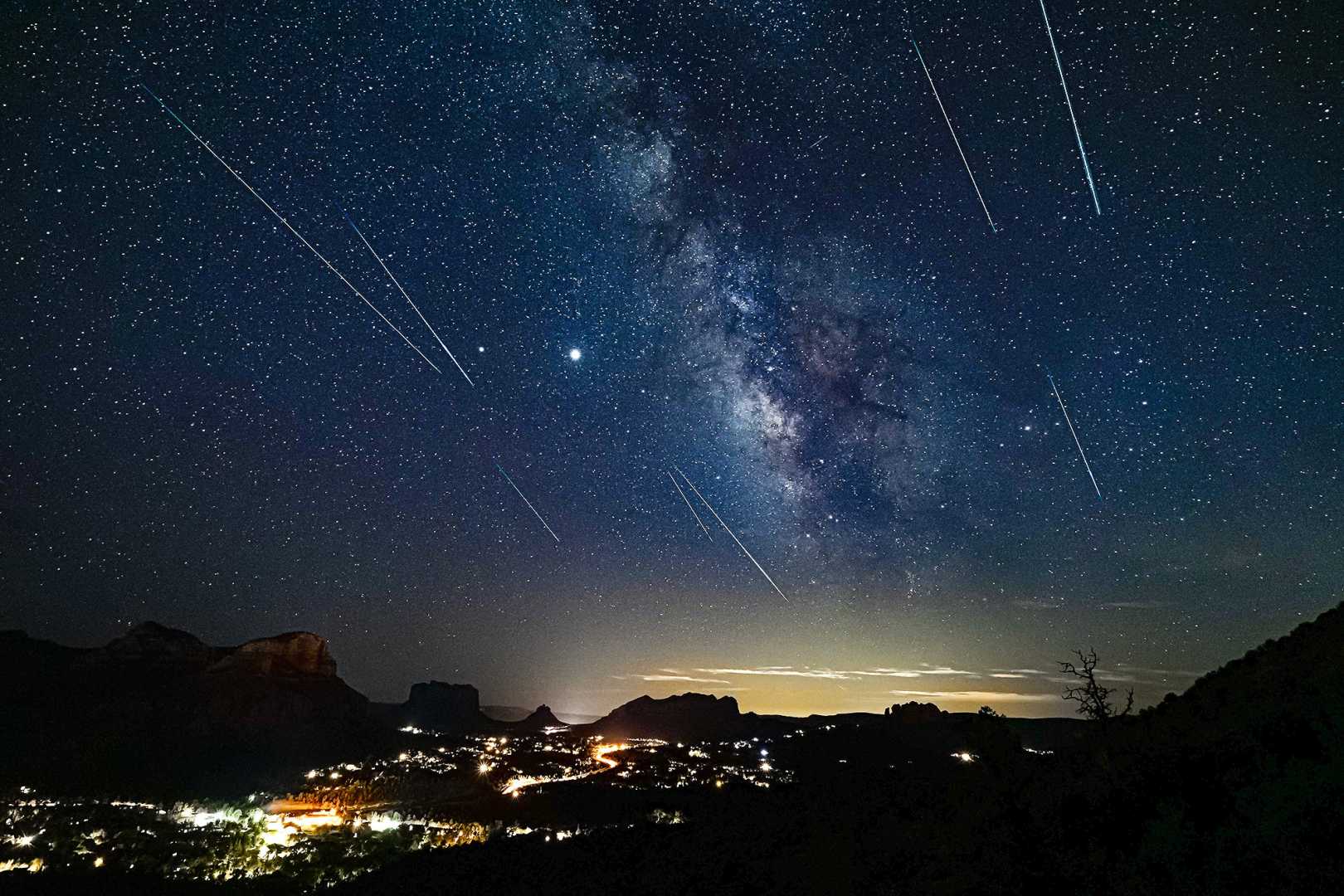 Perseid Meteor Shower Night Sky