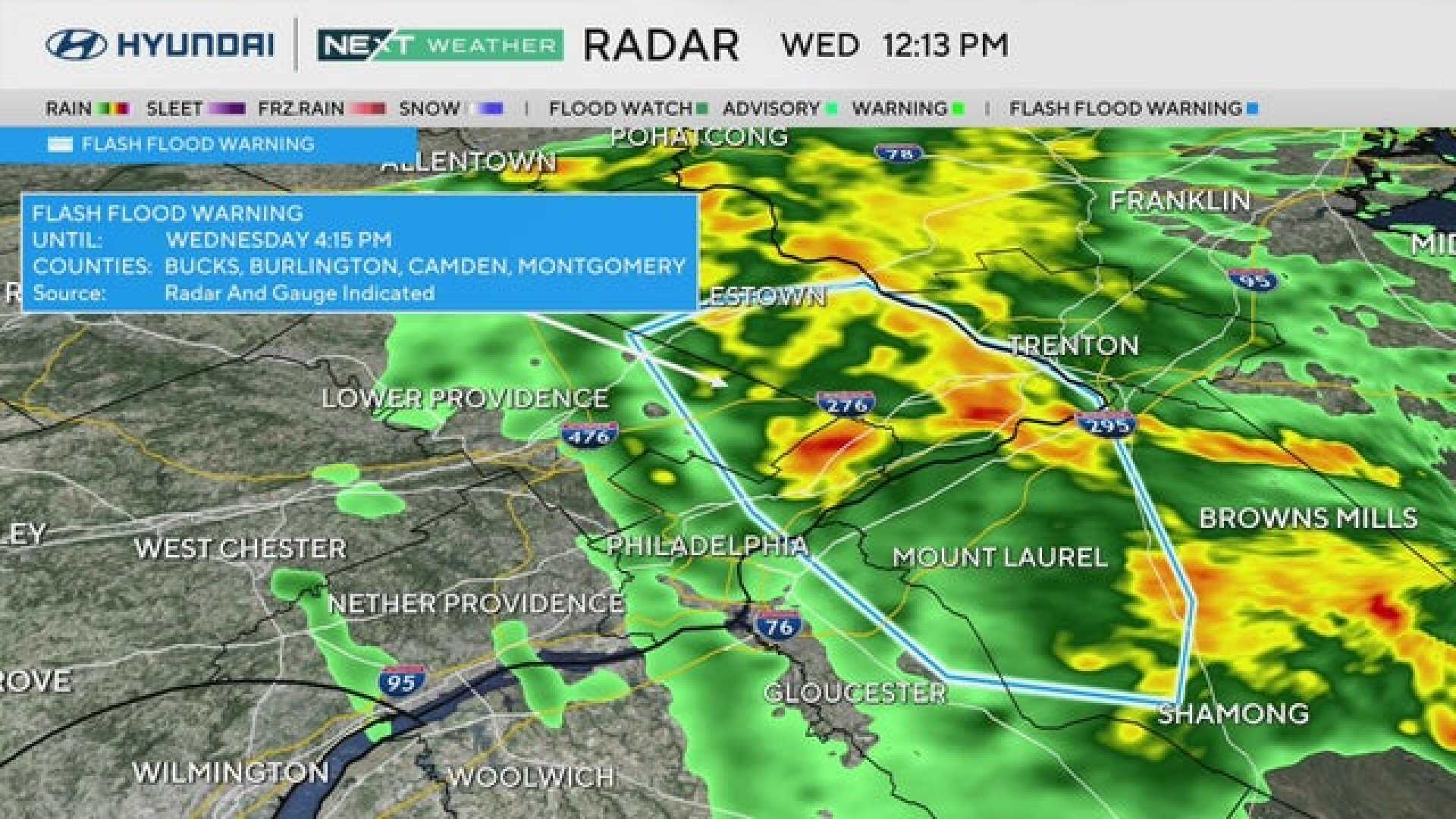Philadelphia Storms Flash Flood Warning