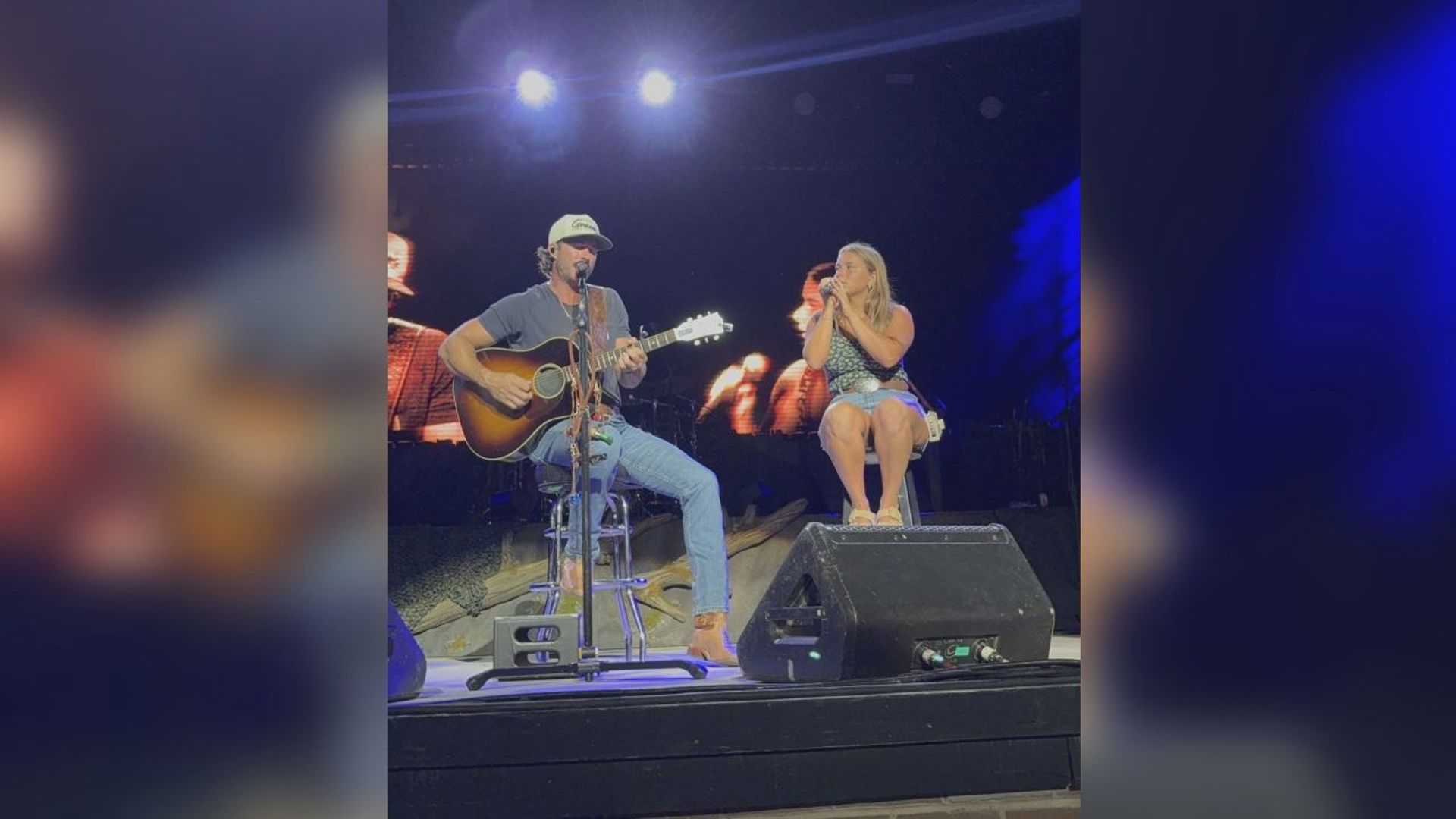 Rachel Martin Singing With Riley Green Concert