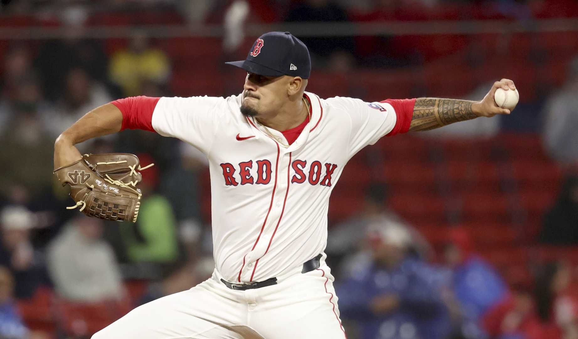 Red Sox Baseball Players Pitching Game