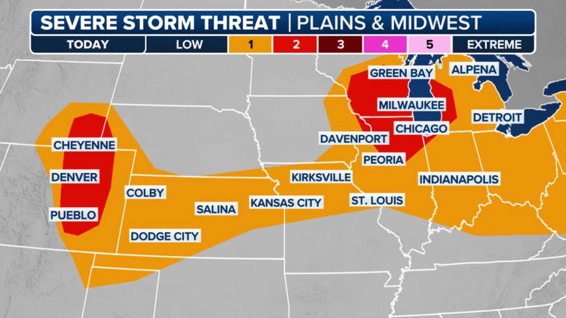 Severe Thunderstorms Chicago Detroit Midwest