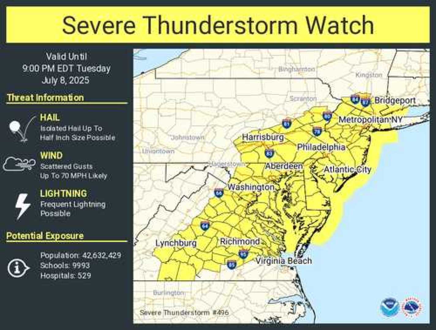 Thunderstorm Hudson Union Counties