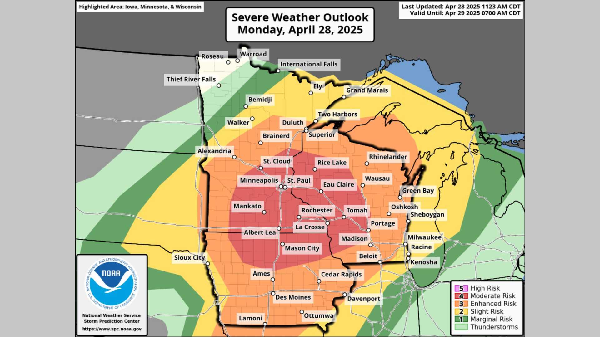 Weather Forecast Severe Thunderstorms Wisconsin