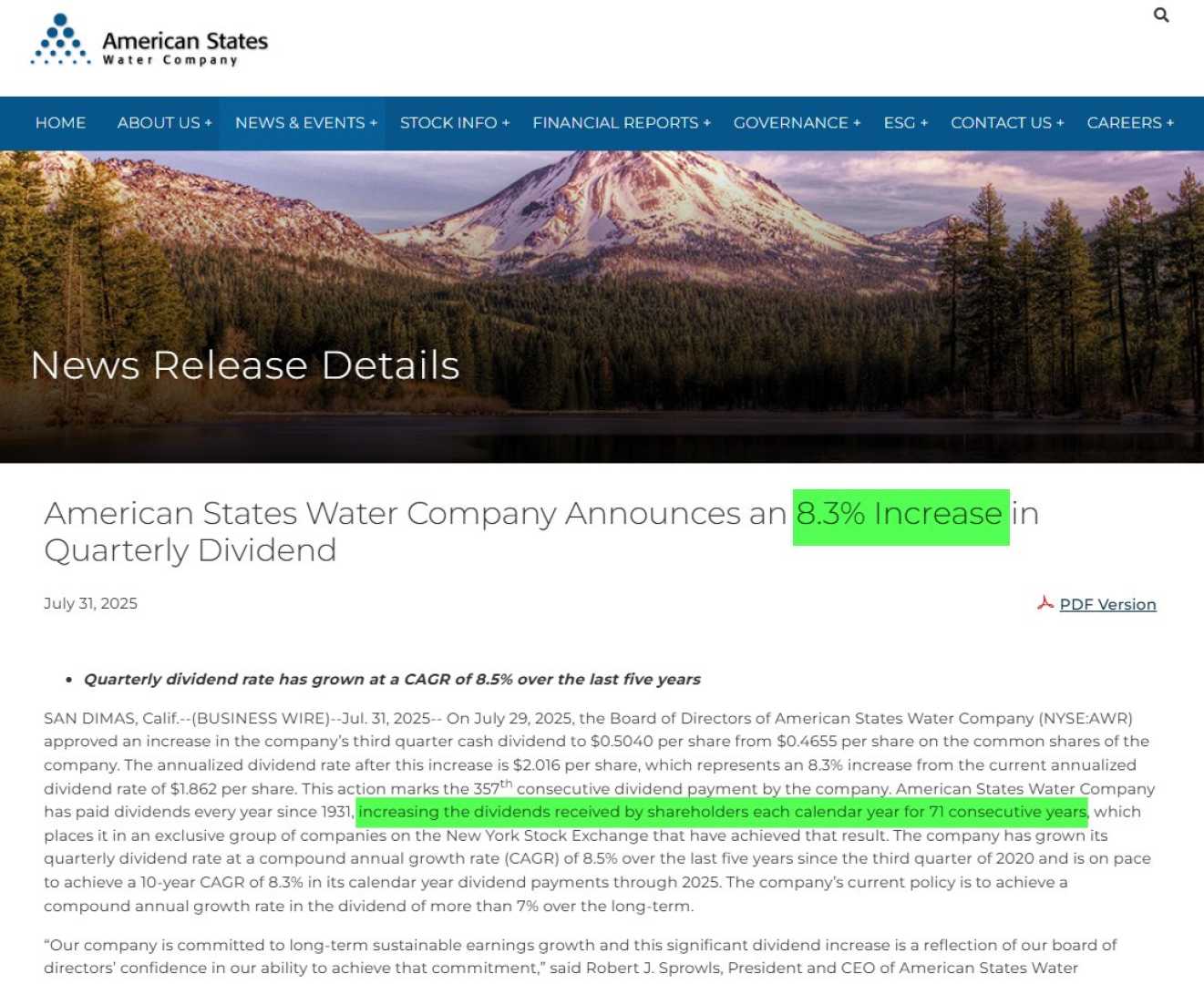 American Water Works Financial Results