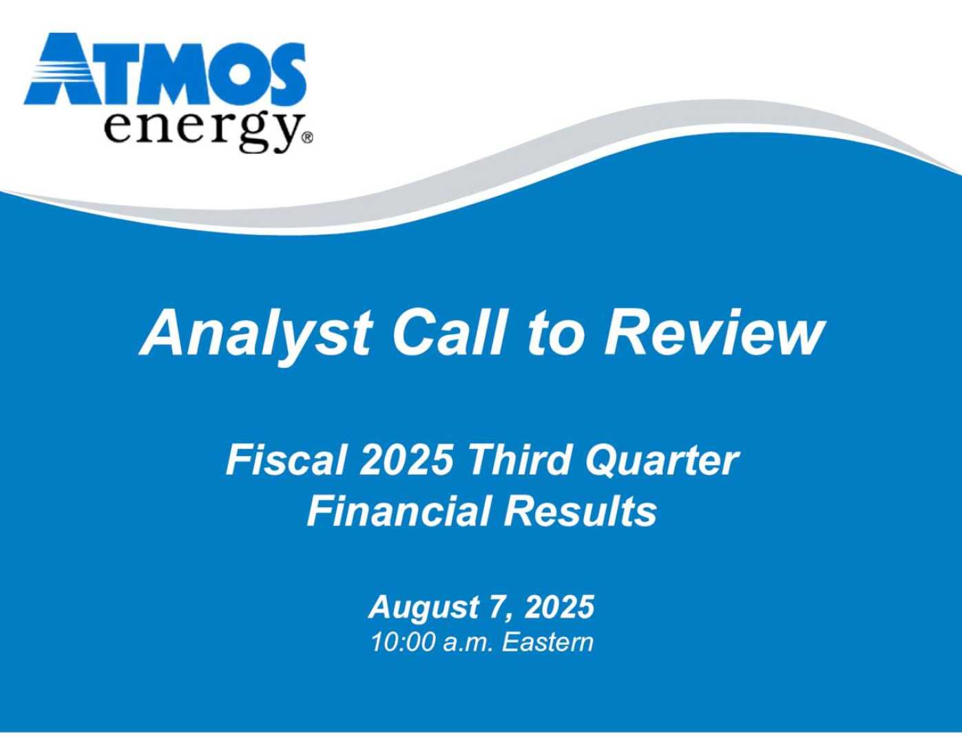 Atmos Energy Corp Earnings Results