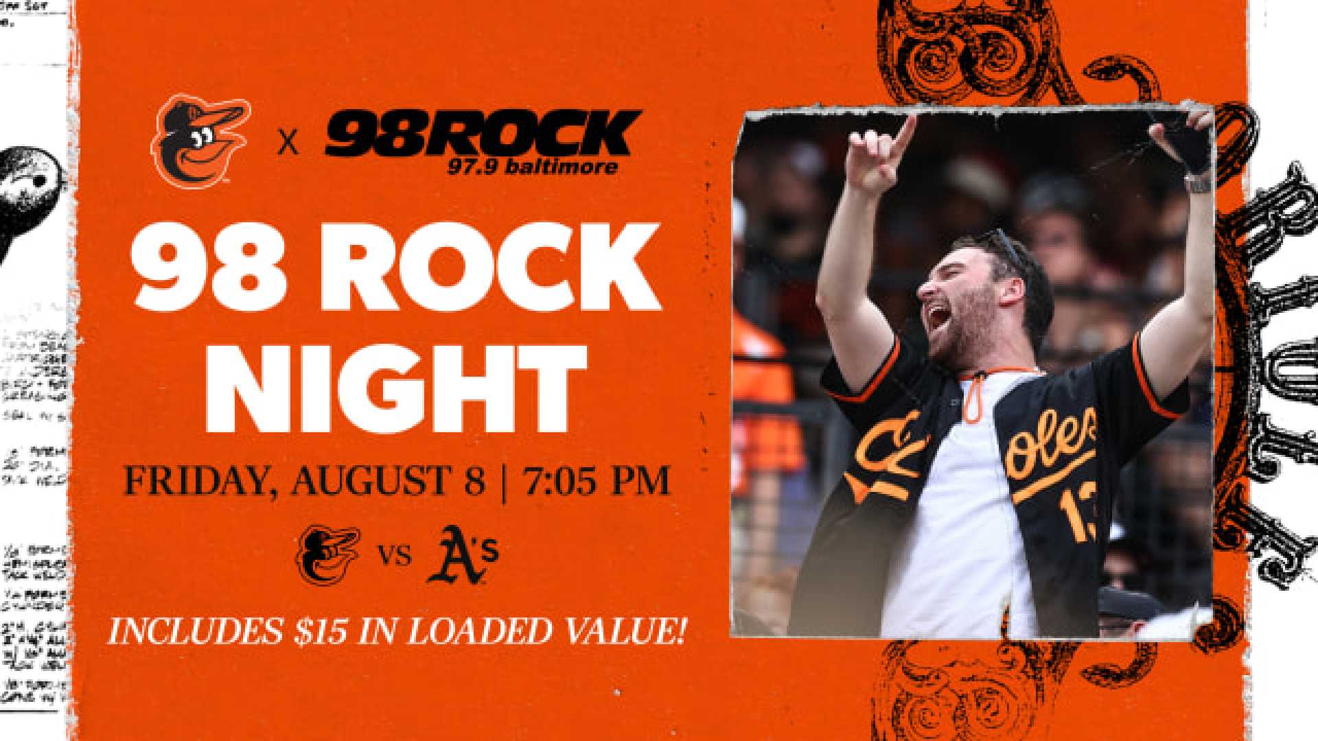 Baltimore Orioles Athletics 98 Rock Night