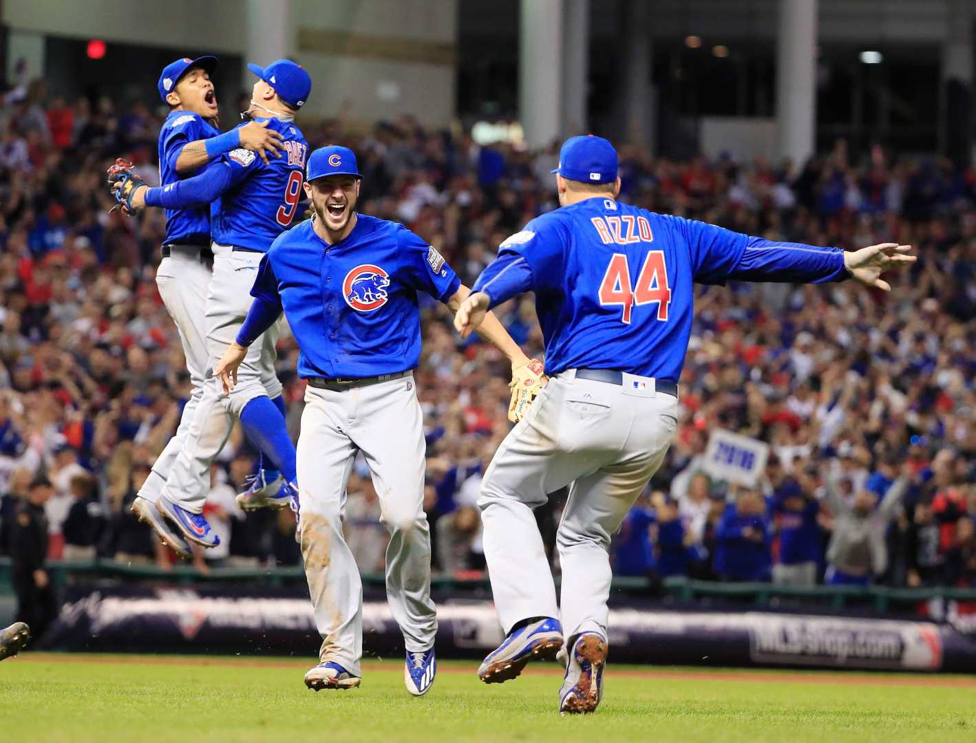 Chicago Cubs Players Celebrating Victory