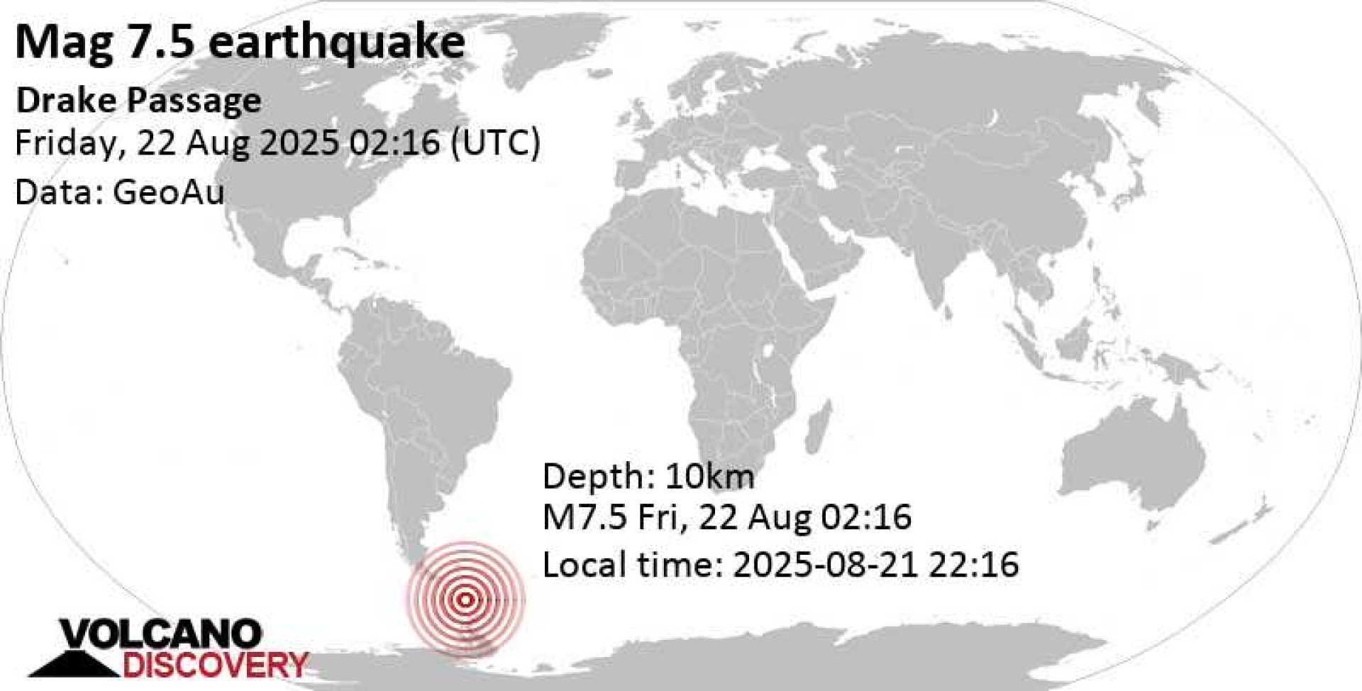 Drake Passage Earthquake August 2025