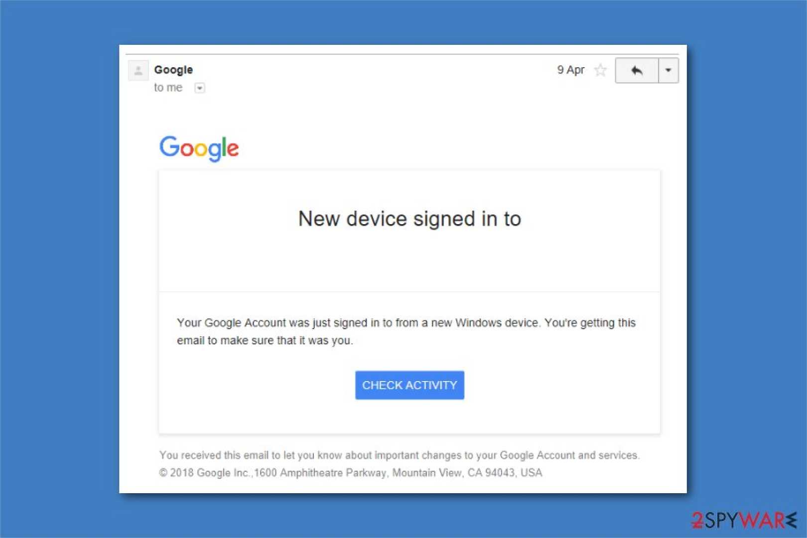 Google Gmail Security Warning