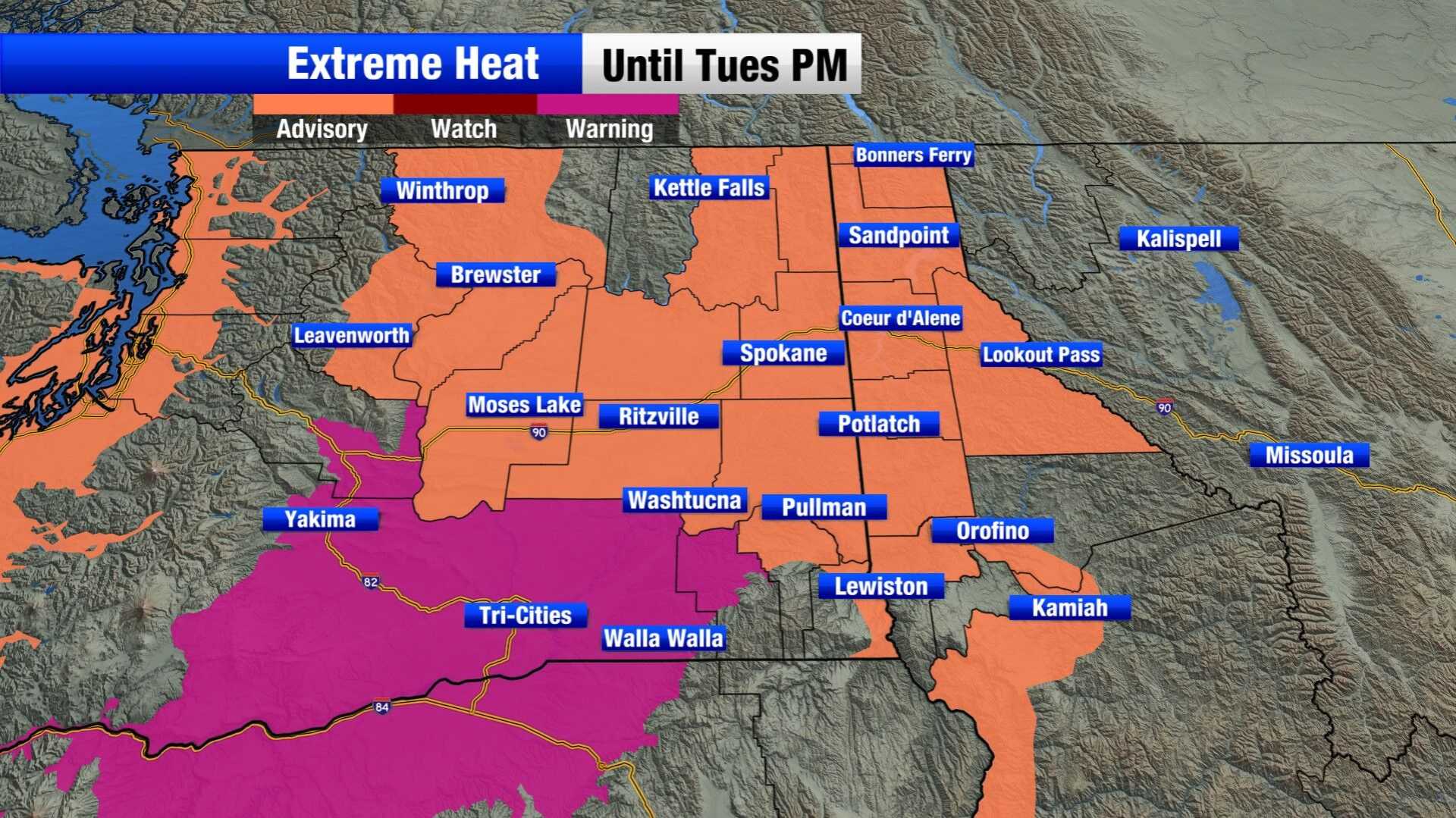 Heat Advisory Spokane Weather Alert