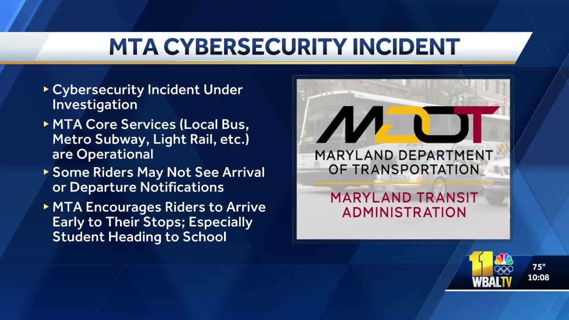 Maryland Transit Administration Cybersecurity Incident