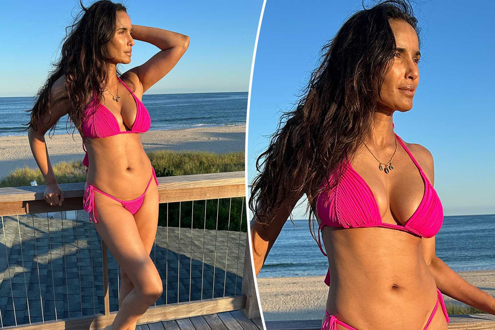 Padma Lakshmi Hot Pink Bikini Hamptons