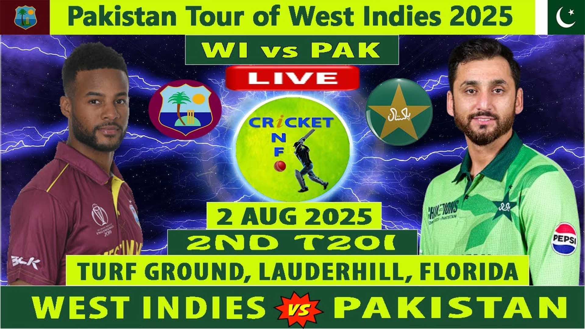 Pakistan Vs West Indies Cricket Match August 2025