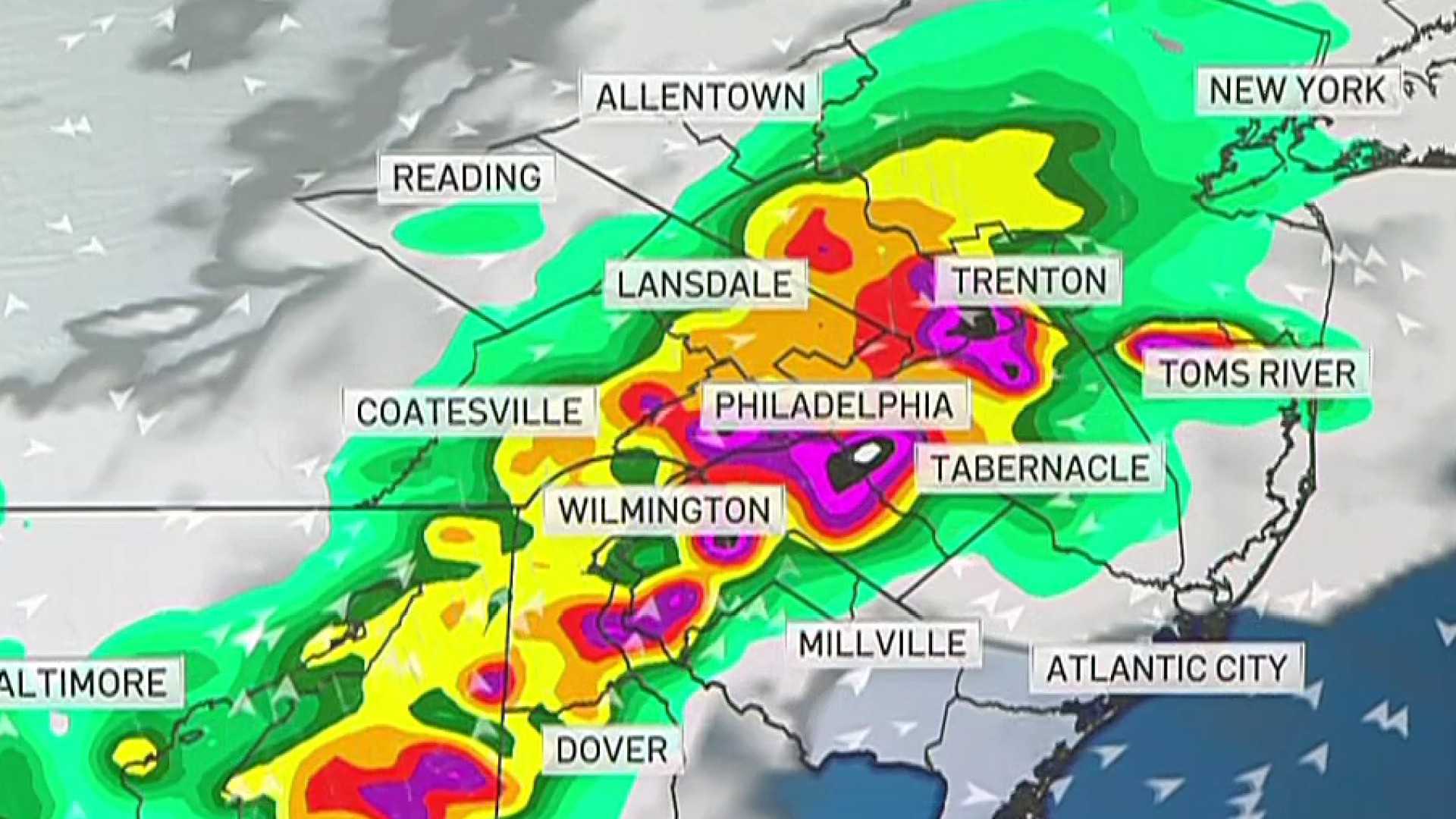 Philadelphia Thunderstorms Flood Warnings