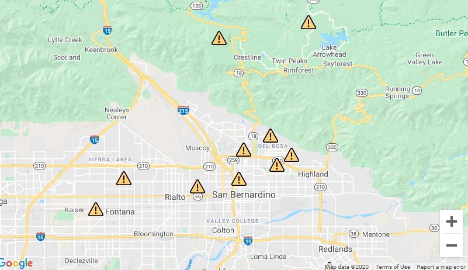 San Bernardino Power Outages