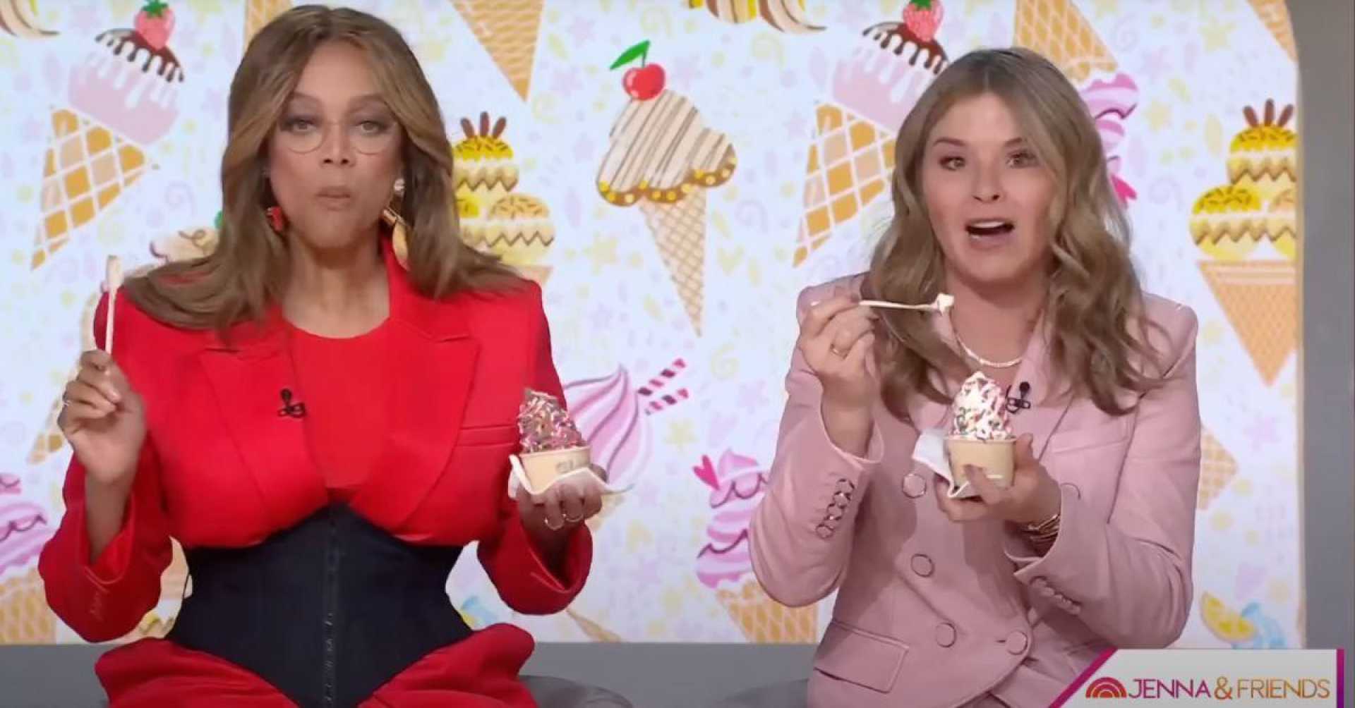 Tyra Banks Snacking Ice Cream Popcorn