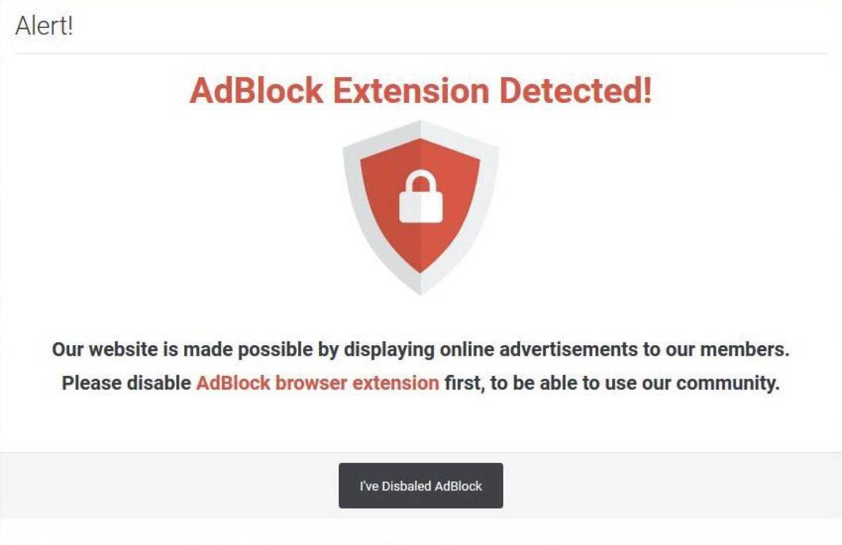 Website Ad Blocker Usage Alert