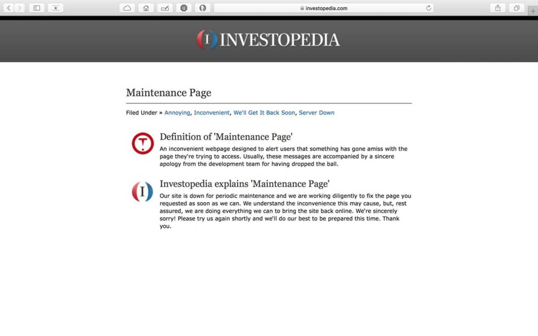 Website Outage Notice