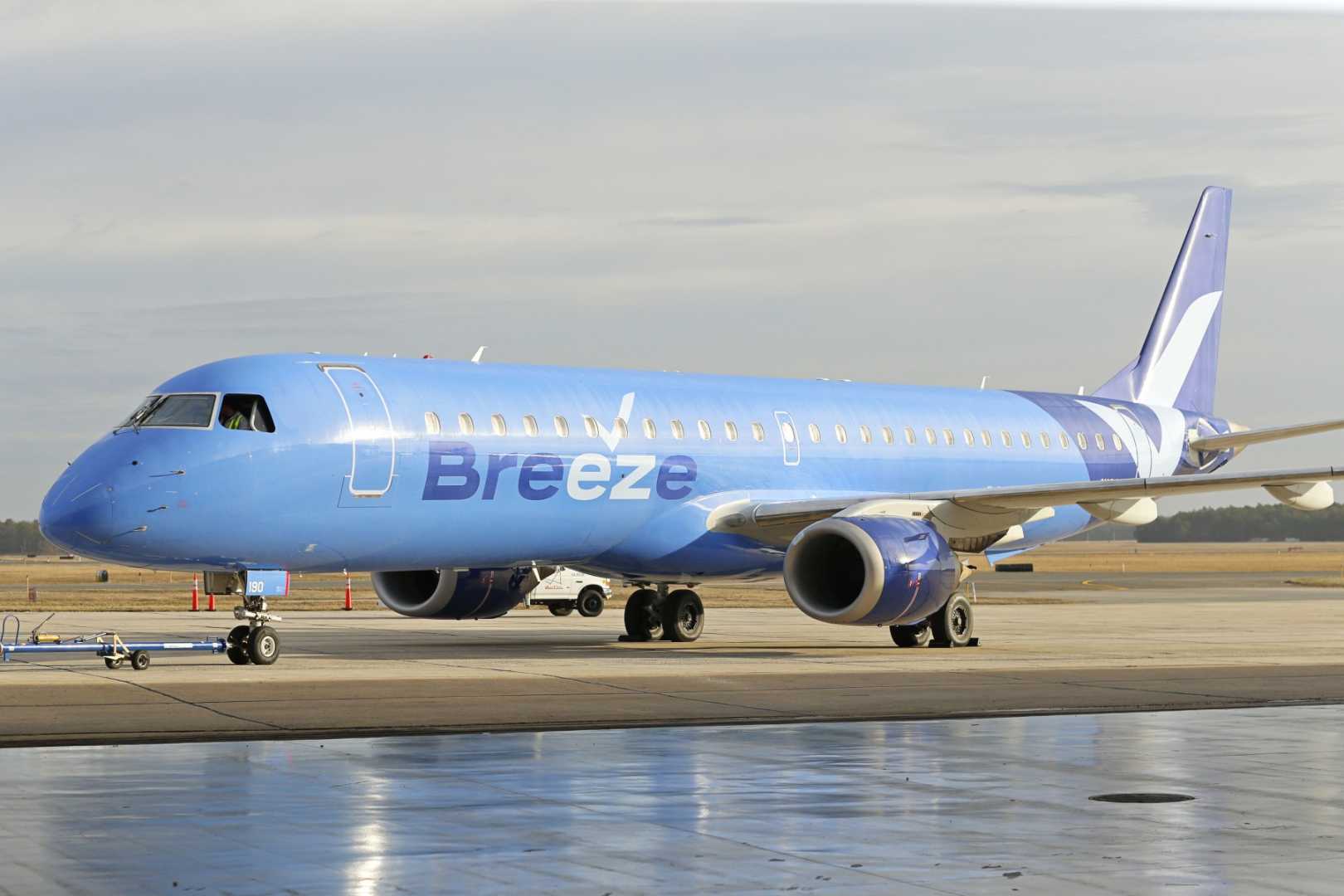 Breeze Airways Airplane At Tampa International Airport
