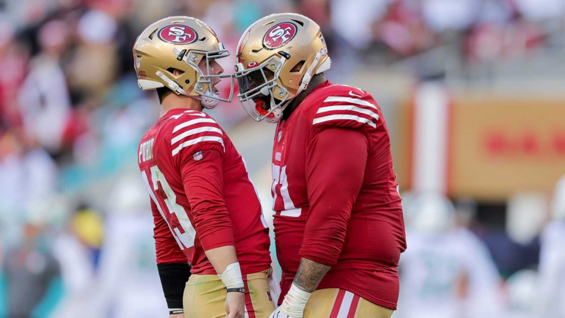 Brock Purdy Trent Williams 49ers Practice