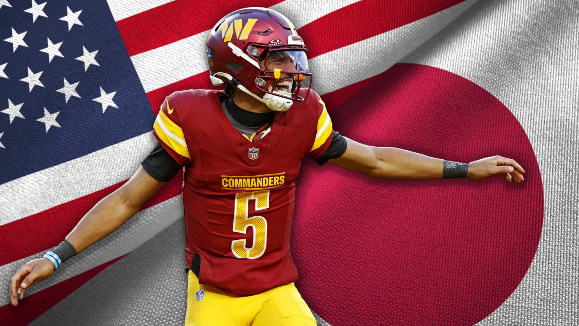 Jayden Daniels Helmet Decal Japanese Flag