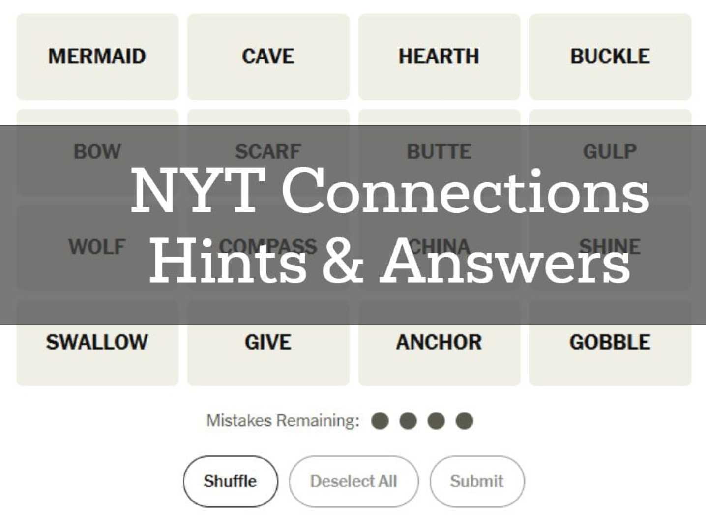 Nyt Connections Game Daily Hints