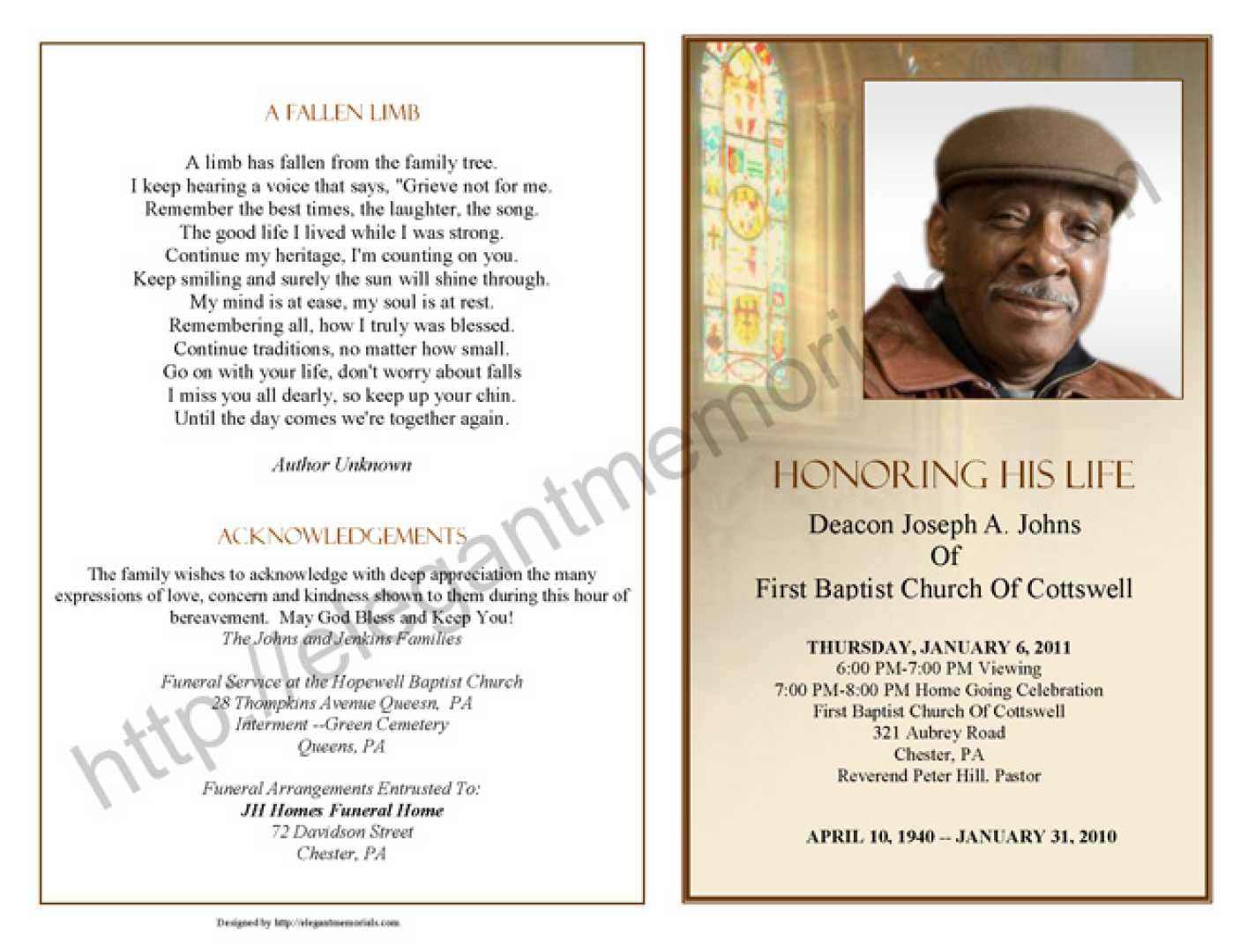 Obituary Memorial Services