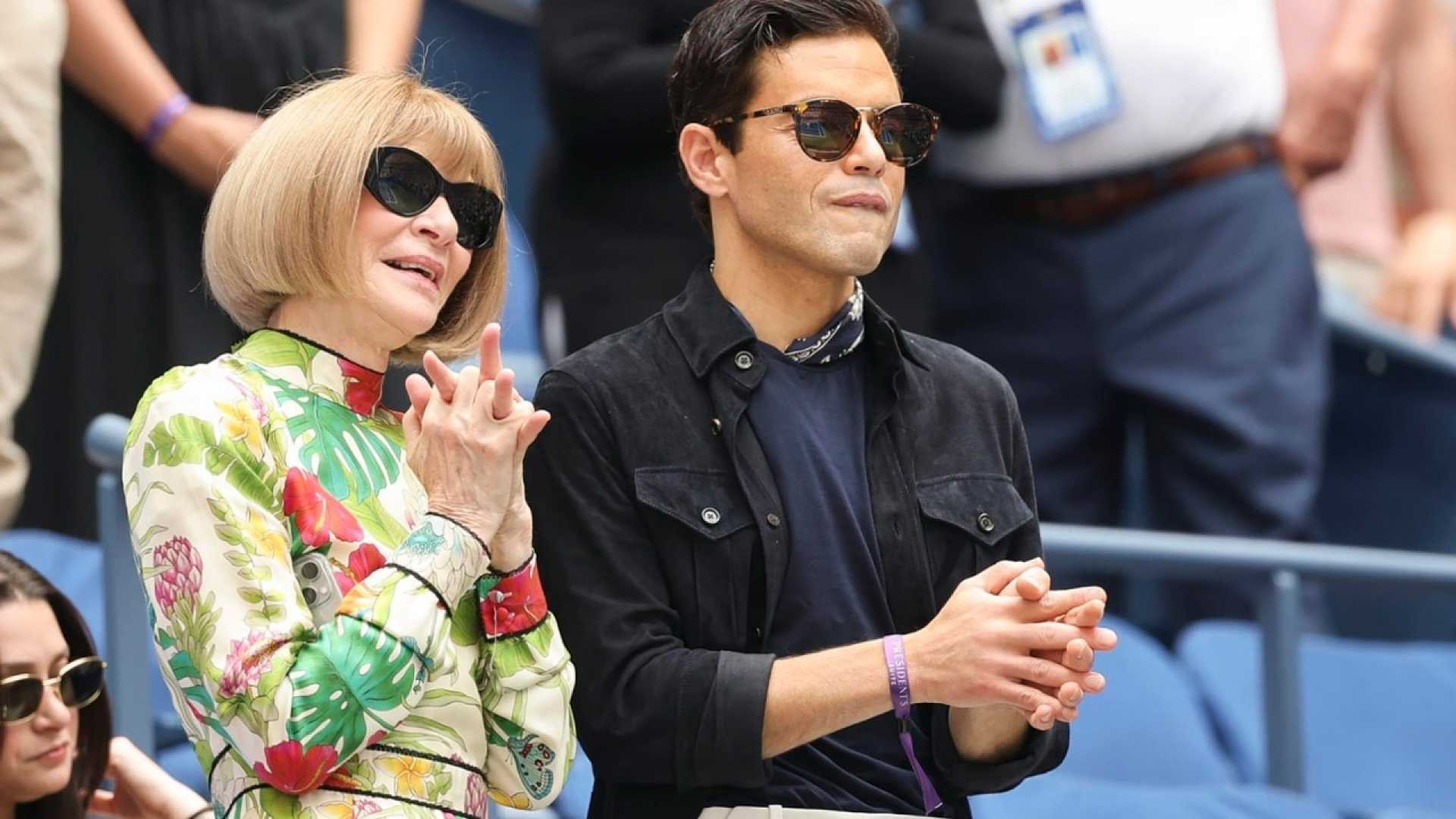 Rami Malek And Anna Wintour At Us Open