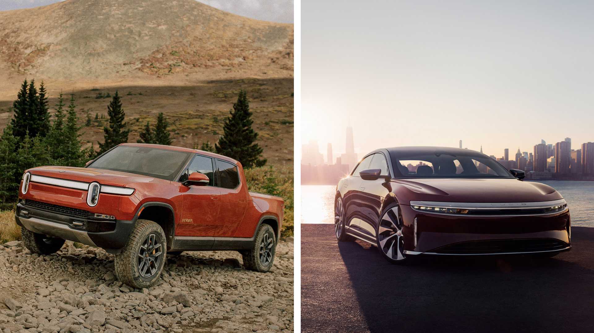 Rivian And Lucid Electric Vehicles