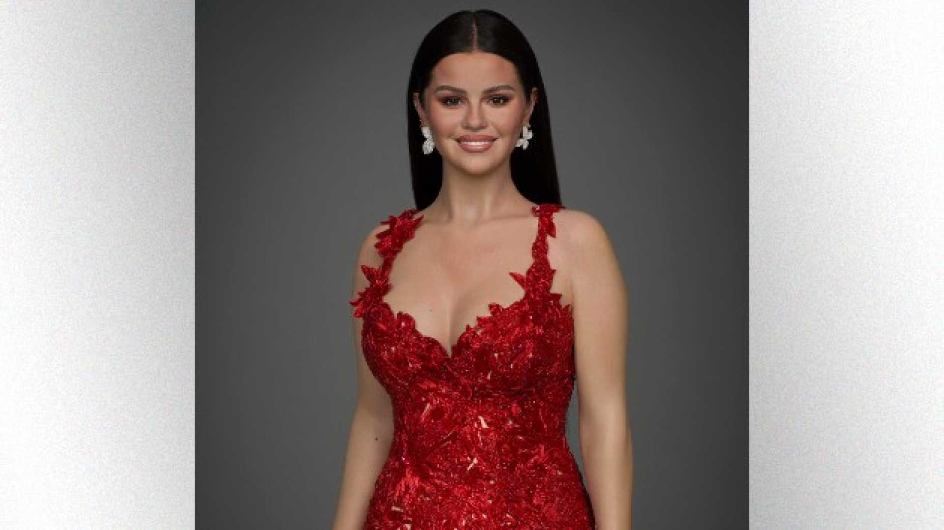Selena Gomez Cranberry Red Dress Press Tour