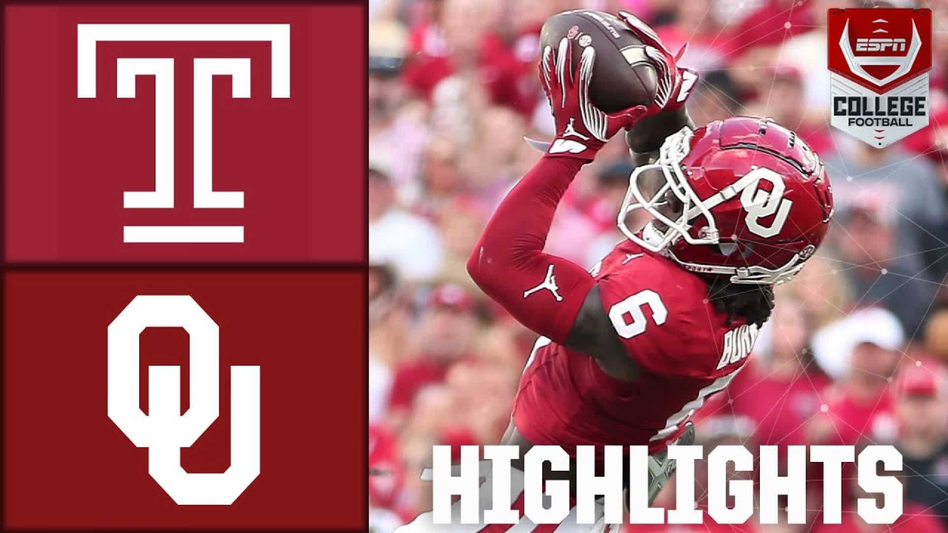 Temple Owls Football And Oklahoma Sooners Matchup